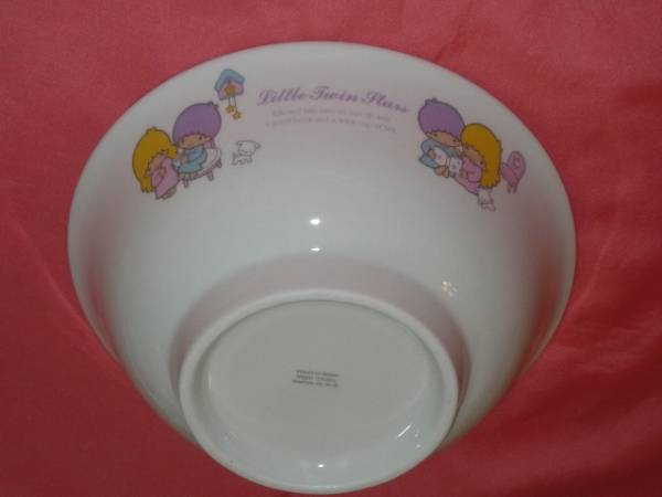 激レア！2003年 サンリオ キキララ (リトルツインスターズ) 陶器制 どんぶり&レンゲ