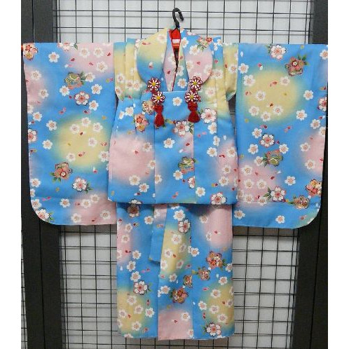  "Семь, пять, три" . ткань пальто кимоно 2 позиций комплект бледно-голубой . Sakura есть перевод 102