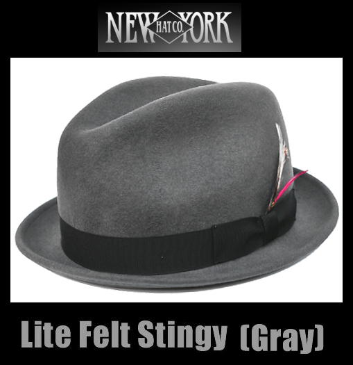 ★New York Hat ニューヨークハット Stingy - Gry-L 中折れ 帽子 ソフト帽