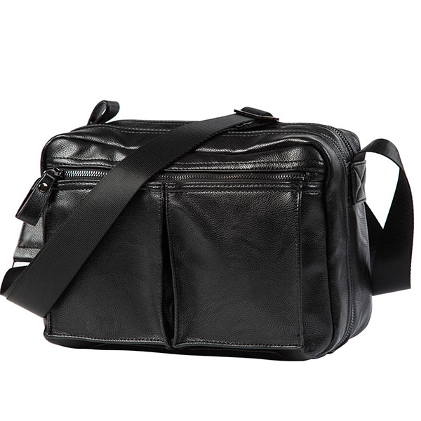  high capacity men's gentleman favorite messenger bag one shoulder bag stylish fine quality PU leather commuting going to school 