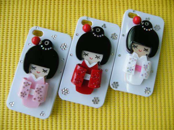 新品＊超格安 ★iPhone4/4s用 3D超可愛い舞妓人形デザインケース 鏡も付き　３色_舞妓人形＜PK, RD, WH＞