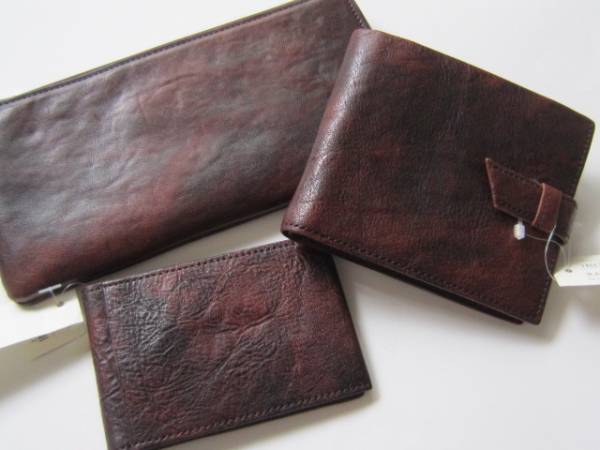 SAZABY　サザビー　未使用　日本製　レザーカード　定期入れ　ダークブラウン　チョコチャ_二つ折り財布は完売。長財布出品しました。