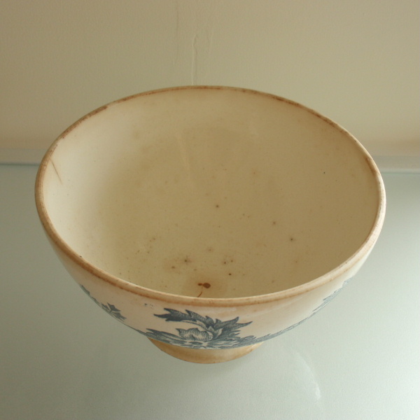 送込 スズメ 小鳥柄 フランスアンティークカフェオレボウル 古い絵付け手法エボンジュ キッチンオブジェ 撮影演出用古道具etc