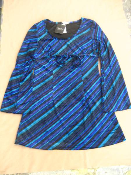 *40* new goods ribbon tunic Velo address One-piece blue group made in Japan 