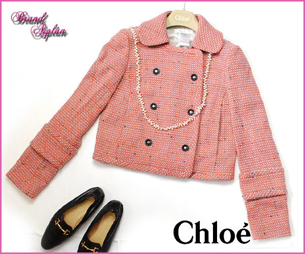 Chloe■ツイード風ウールジャケットコート入園入學式　卒業(yè)式　セレモニー　梅田坂急購入20萬　アウター36　クロエ　春