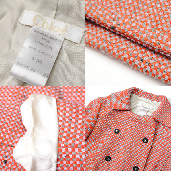 Chloe■ツイード風ウールジャケットコート入園入學式　卒業(yè)式　セレモニー　梅田坂急購入20萬　アウター36　クロエ　春