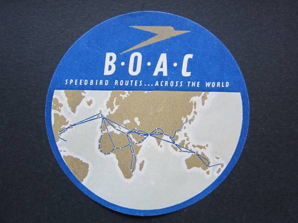 BOAC■英国海外航空■SPPDBIRD ROUTES■ステッカー（丸型）_画像1