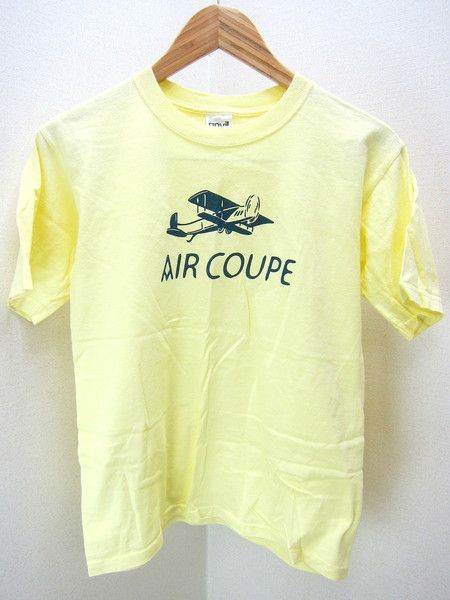 ■USA製AIR COUPE/飛行機柄★淡いイエロー細身TシャツM相当■J_画像1