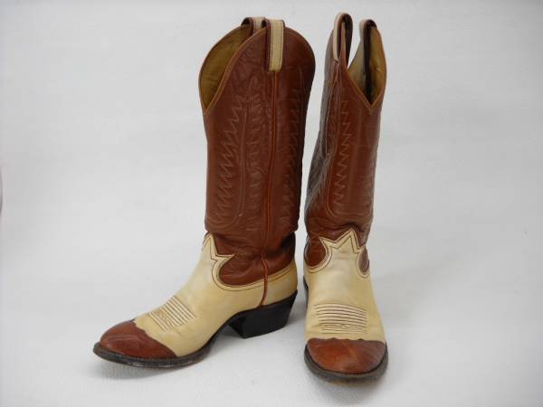 Tony Lama 6214 Tony Lama ковбойские сапоги 5-1/2C Vintage 2 цветный чай x бежевый America переплёт кожа кожа низ прекрасный товар 