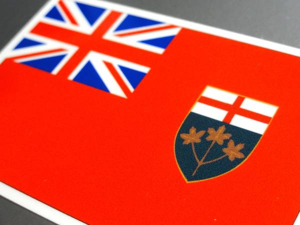 ■カナダ オンタリオ州旗ステッカー2枚セット Sサイズ 5x7.5cm■屋外耐候耐水シール Canada 國(guó)旗 車やスーツケースに 海外 旅行 グッズ