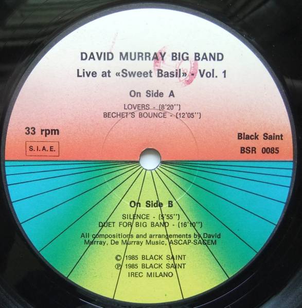 ◆ DAVID MURRAY Big Band / Live At Sweet Basil Vol.1 ◆ Black Saint BSR-0085 (Italy) ◆ A_画像3