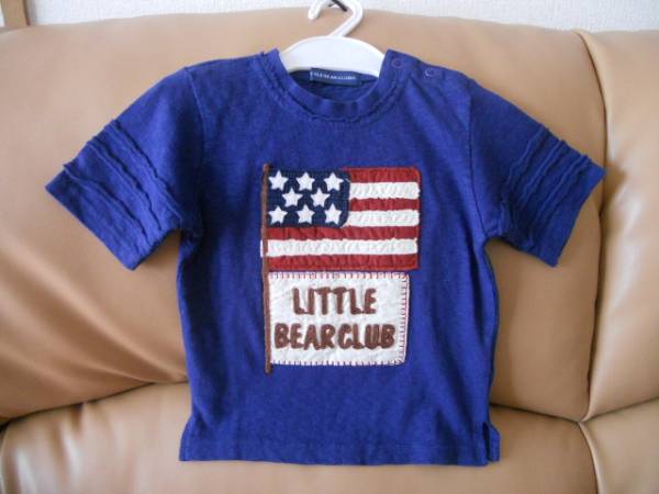 ★１度使用★アメリカ 國(guó)旗＆背中も可愛(ài)いプリント　Tシャツ?半袖 　サイズ95　☆アップリケ風(fēng)