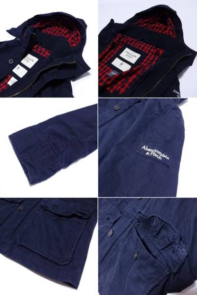 新品 Abercrombie & Fitch MOUNTAIN HOODED JACKET アバクロンビー＆フィッチ マウンテン フード ジャケット ネイビー コットン M 正規(guī) 014