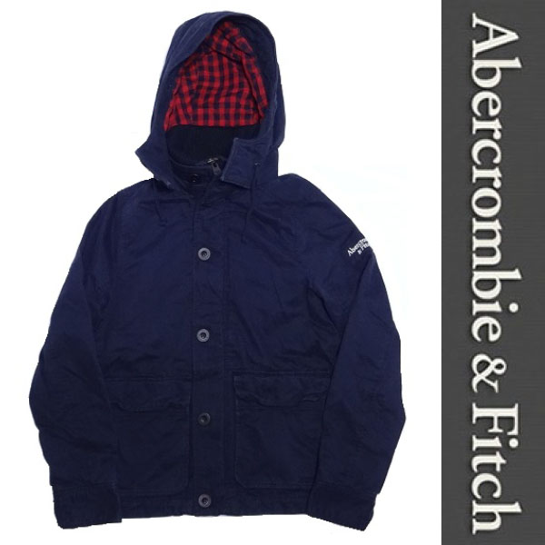 新品 Abercrombie & Fitch MOUNTAIN HOODED JACKET アバクロンビー＆フィッチ マウンテン フード ジャケット ネイビー コットン M 正規(guī) 014