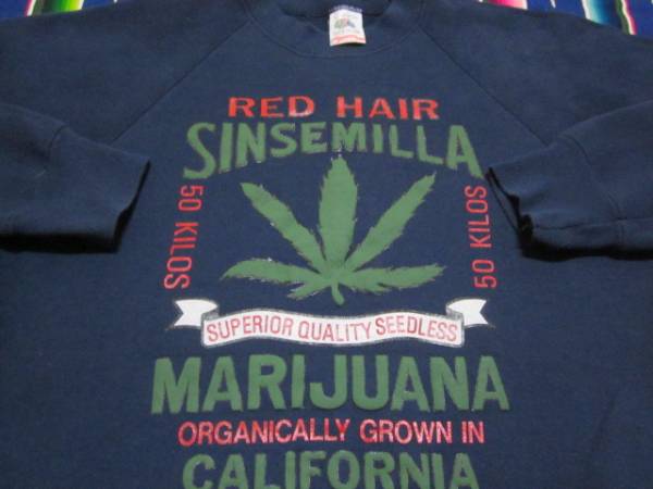 １９８０年代初頭製 FRUIT OF THE LOOMフルーツ スウェット MADE IN USA VINTAGEマリファナ大麻RED HAIR THC HIPPIEサイケデリック レゲエ