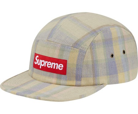  редкий * новый товар подлинный товар [TAN]*Plaid Linen Camp Cap Play dolinen кемпинг колпак стандартный магазин покупка очень редкий модель ограниченный товар Supreme 2014S/S