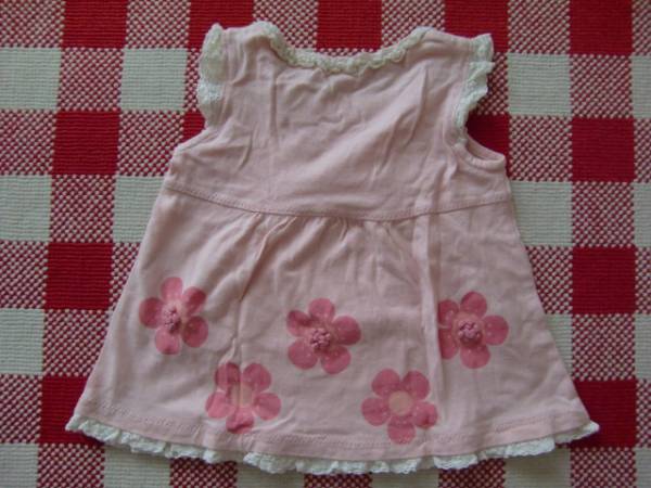 USED★HusHusHピンクのガーリーノースリーブチュニック　90cm